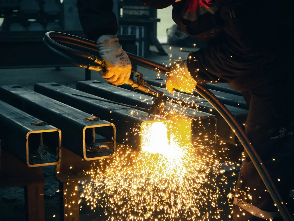 Steel trailer frames under assembly