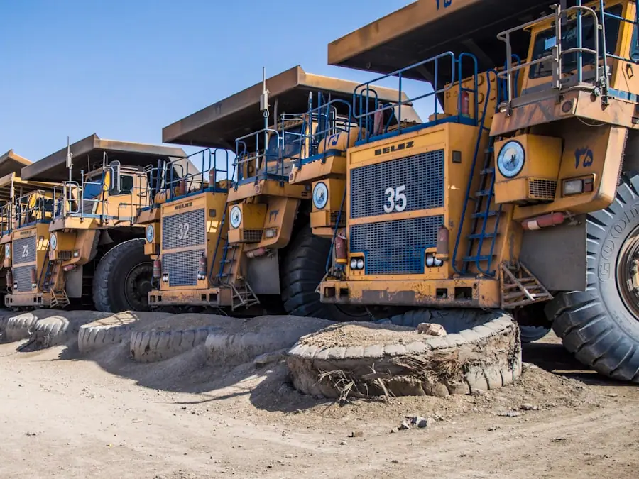 heavy equipment fleet before shipment
